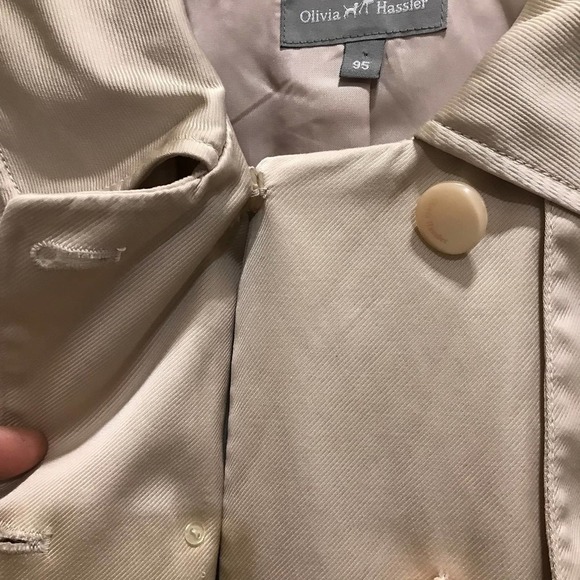 Olivia Hassler Women's Jacket Sz 95 US 6 Tan Faux Double Breasted Button Front - Picture 10 of 14
